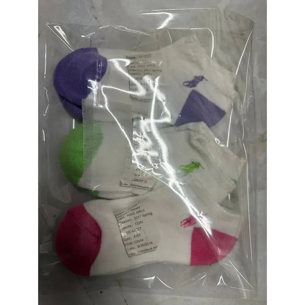 3 Pairs POLO Ralph Lauren Socks Girls 4-6X - New No tags
